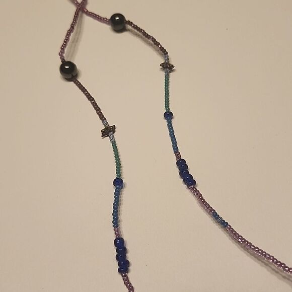 Sterling Silver Double Heart Pendant On Beaded Beach Theme Starfish Necklace - Picture 4 of 6